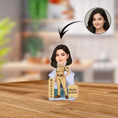 Personalized Police Officer Bobblehead Caricature Standee Gift for Police Officers & Law Enforcement  Creative Office & Home Desk Decor  Battery Powered Moving Head